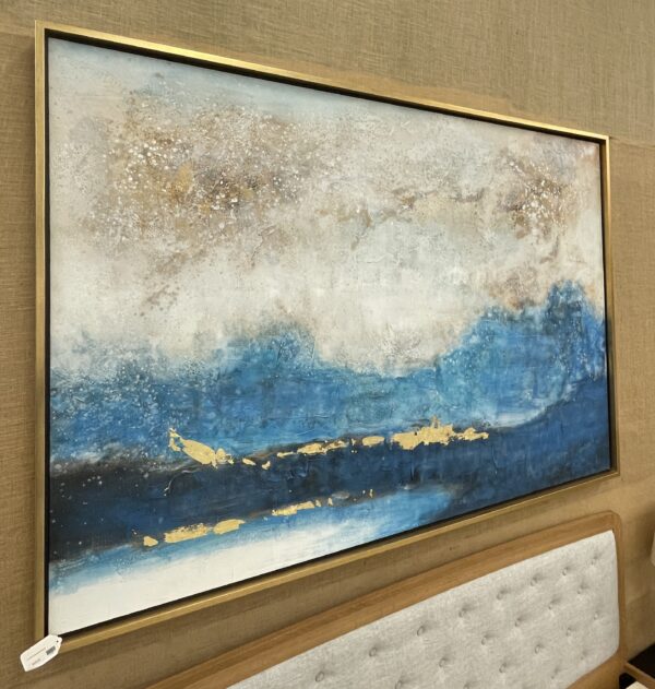 xl textured blue and gold abstract painting
