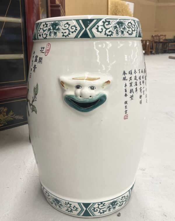 white ceramic asian stool