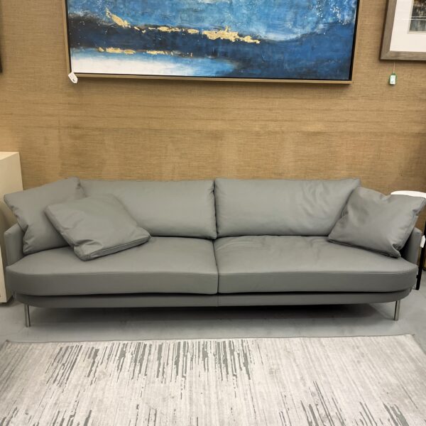 design within reach grey leather sofa