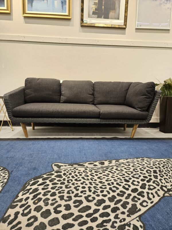slate gray woven outdoor sofa