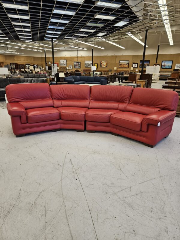 gamma arredamenti international red leather curved sofa